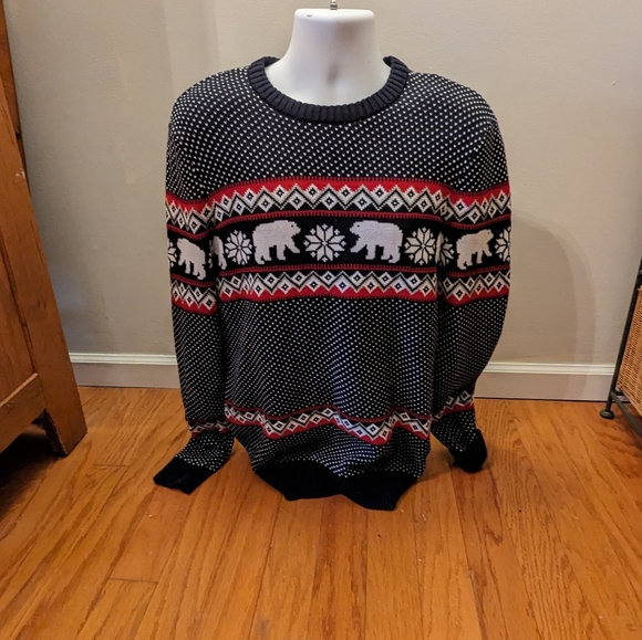 NWT Aspen Polar Bear Size Small Fair Isle Christmas Sweater Mens - Picture 1 of 7